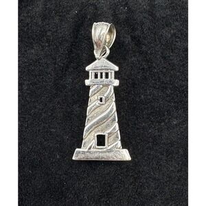 925‎ Sterling Silver Two Side Lighthouse Signed CG Charm Pendant